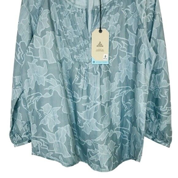 New! Prana Leonardo Peasant V Neck Woven Gauze Tencel Oversized Top Blouse - Picture 7 of 11